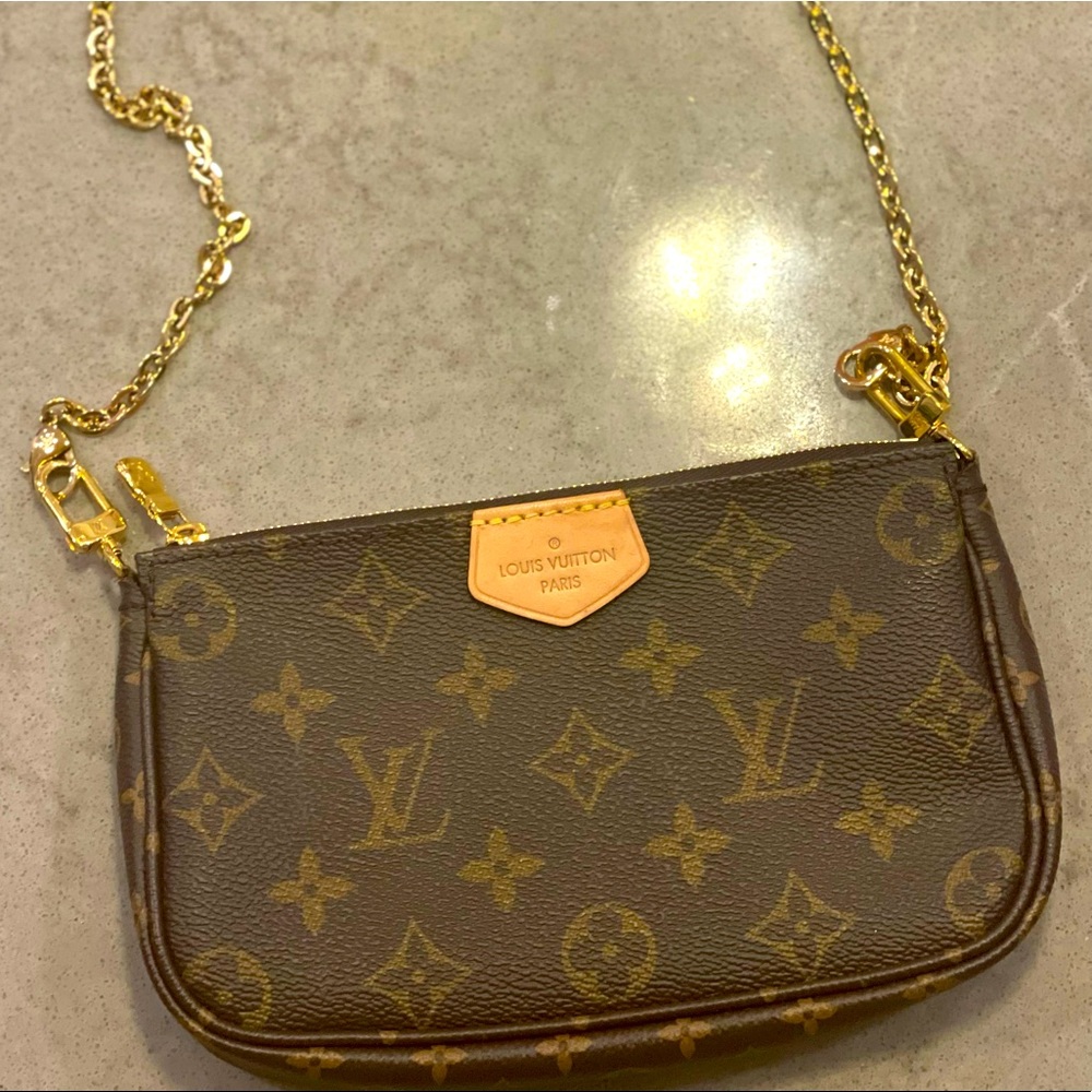 COPY - Louis Vuitton small purse with k24 gold heavy hardware chains